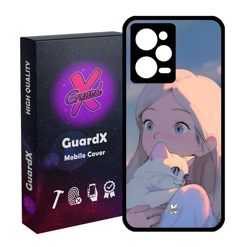 کاور گارد ایکس طرح دختر گربه مدل Glass10661 مناسب برای گوشی موبایل شیائومی Redmi Note 12 Pro 5G/Poco X5 Pro 5G/Note 12 Pro Pro speed