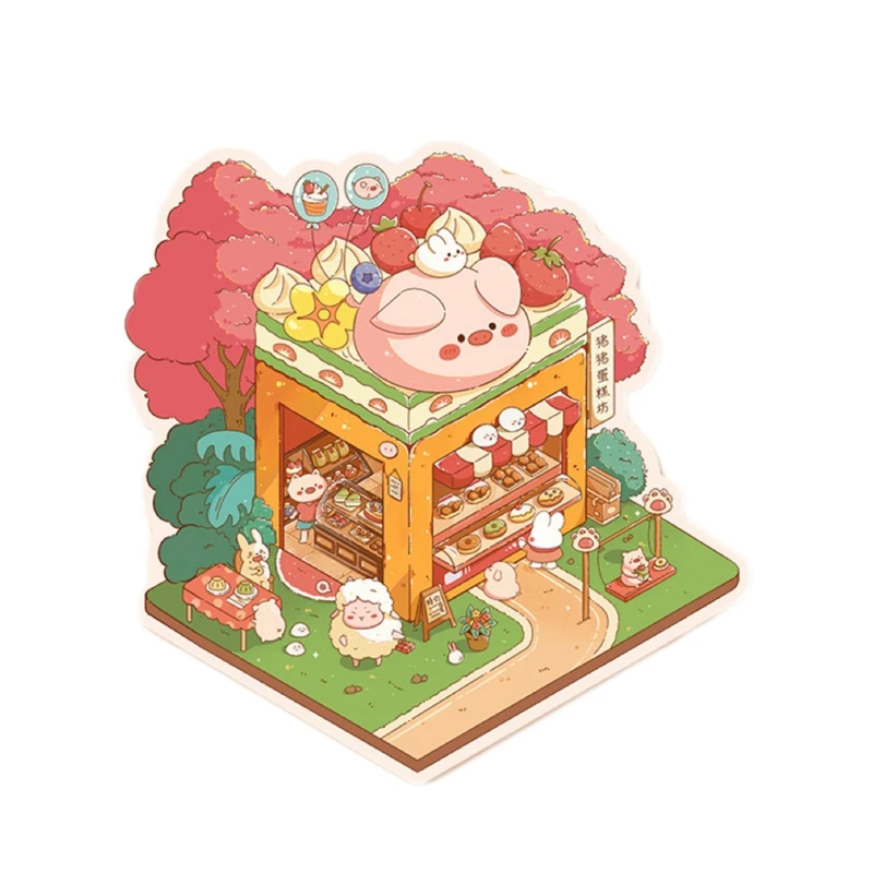 برچسب مدل سه بعدی طرح کیک فروشی