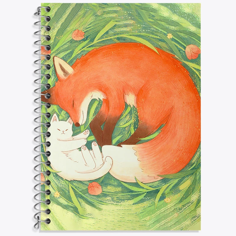 دفتر زبان 50 برگ خندالو مدل سه خط طرح روباه و گربه کد N1711