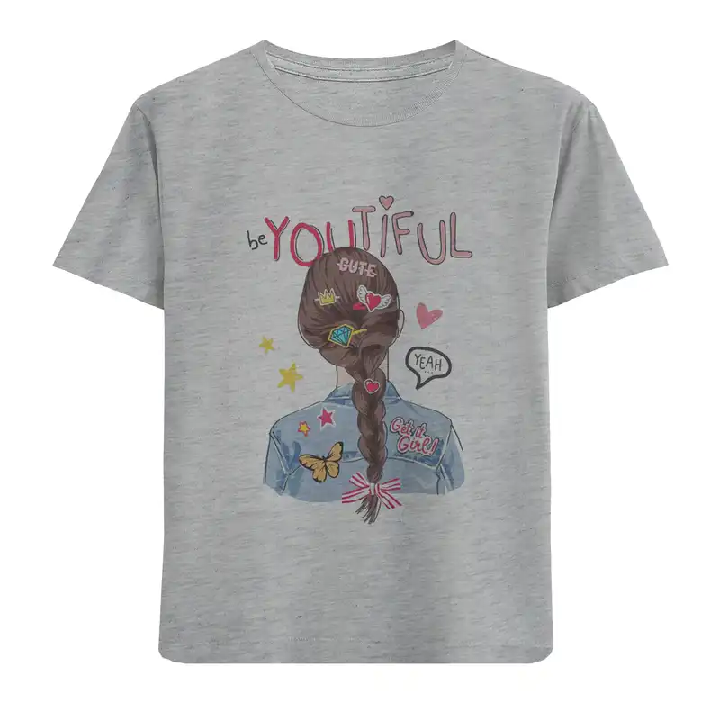 تی شرت آستین کوتاه بچگانه مدل بیوتی فول D141