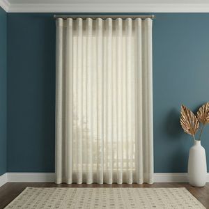 پرده تیکو دکو مدل مینیمال طرح کتان شفاف افکت دار سایز 280 × 110 سانتی‌متر مجموعه 8 عددی