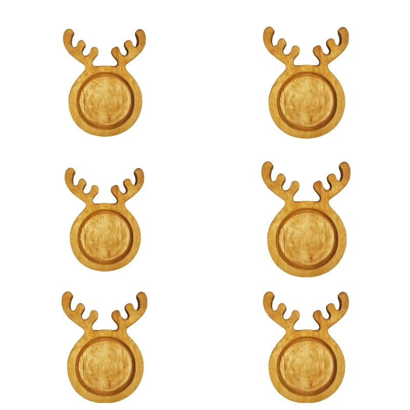 زیر لیوانی مدل گرد گوزنی چوبی مجموعه 6 عددی