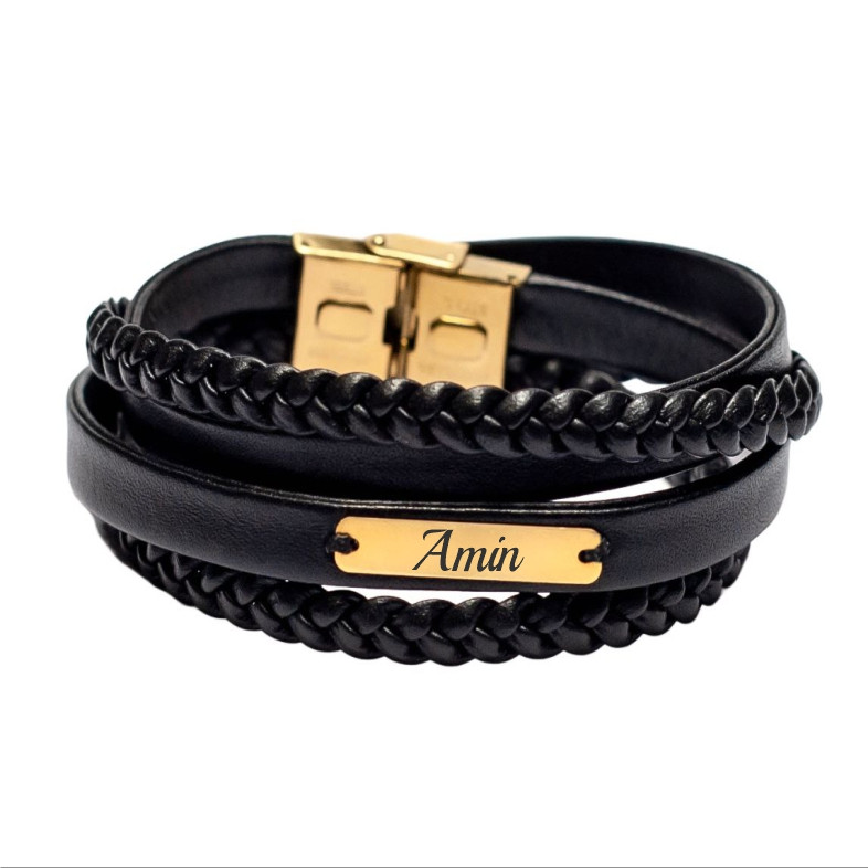 دستبند طلا 18 عیار مردانه لیردا مدل اسم امین کد 30304