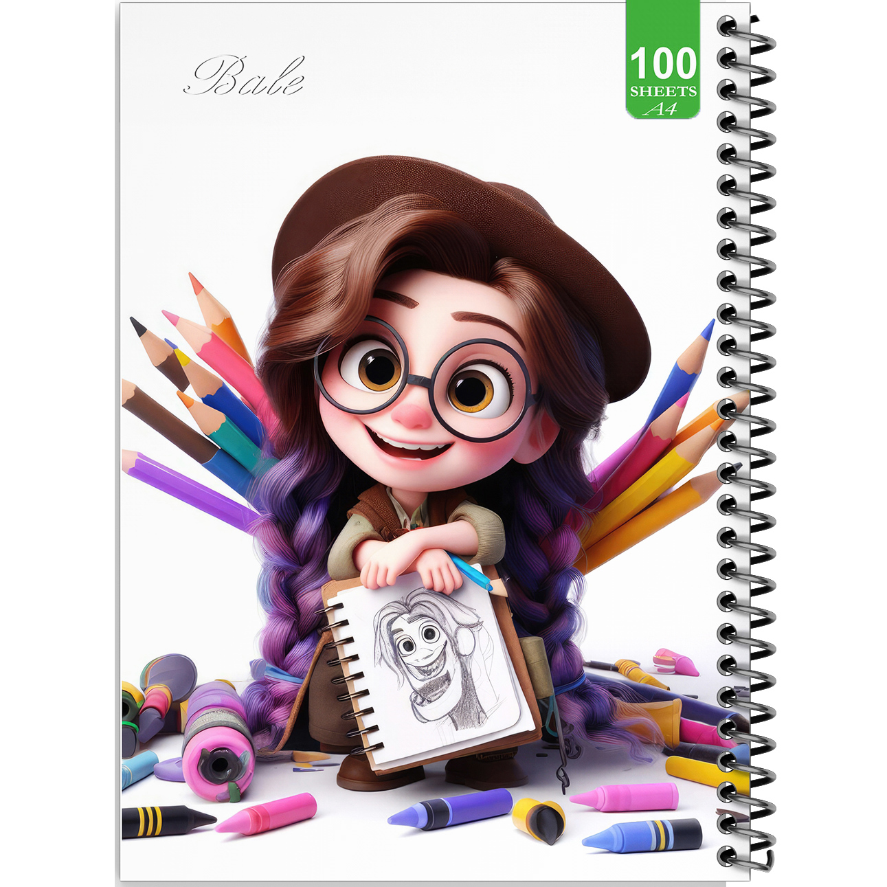 دفتر نقاشی 100 برگ بله طرح فانتزی دخترانه کد A4-N50