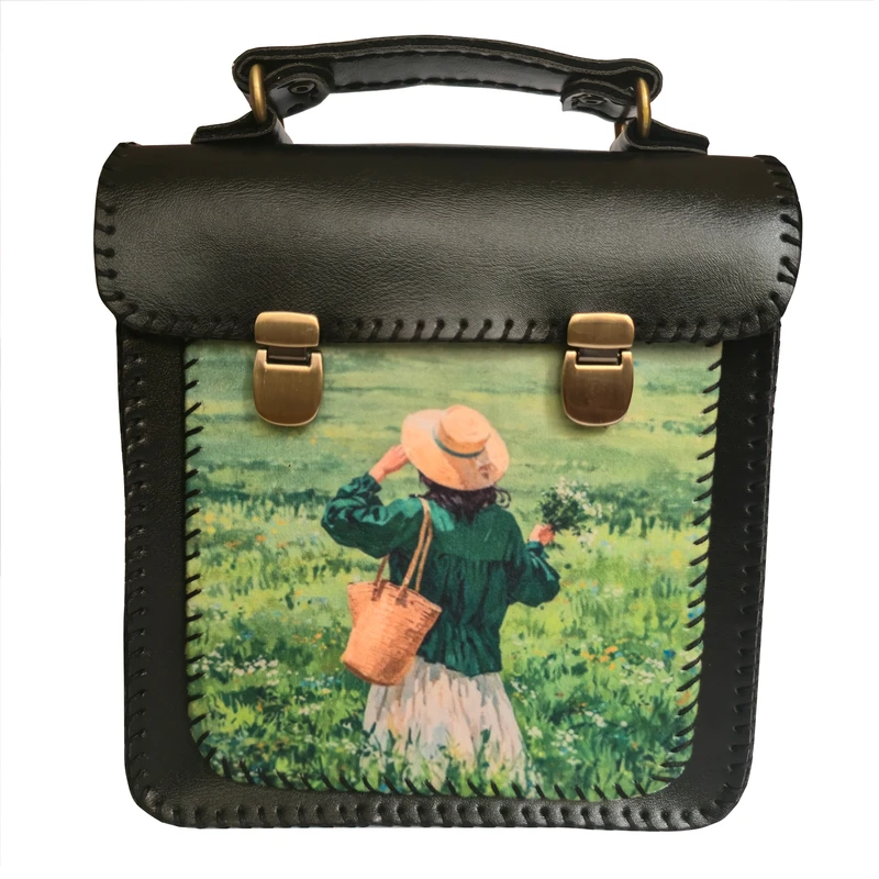 کیف دوشی چرمی غزال مدل دو قفل فانتزی 05