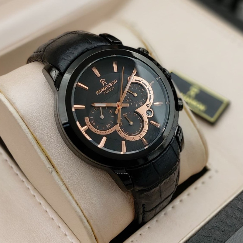 ساعت مچی عقربه‌ای مردانه رومانسون مدل کرنوگراف بند چرم فیکس سه موتور فعال