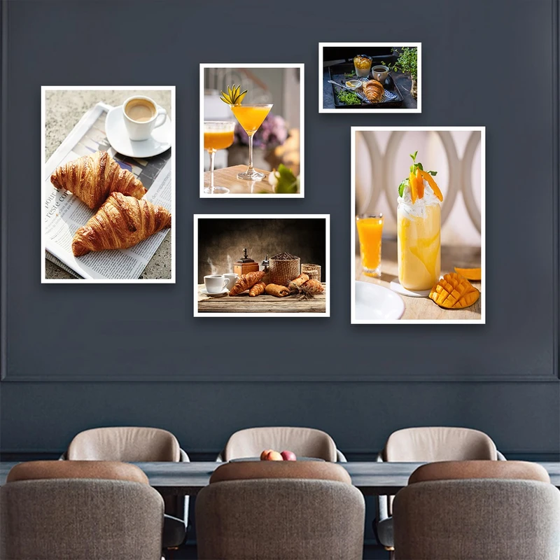تابلو بکلیت طرح کافه و رستوران آبمیوه طبیعی مدل W-698 مجوعه 5 عددی