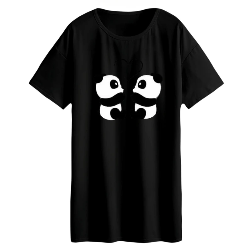 تی شرت لانگ زنانه مدل پاندا عاشق
