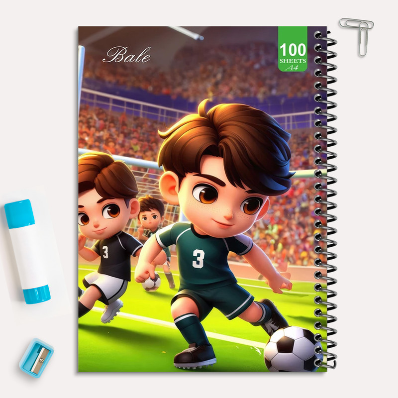 دفتر نقاشی 100 برگ بله مدل رحلی طرح فانتزی پسرانه فوتبال کد A4-N437
