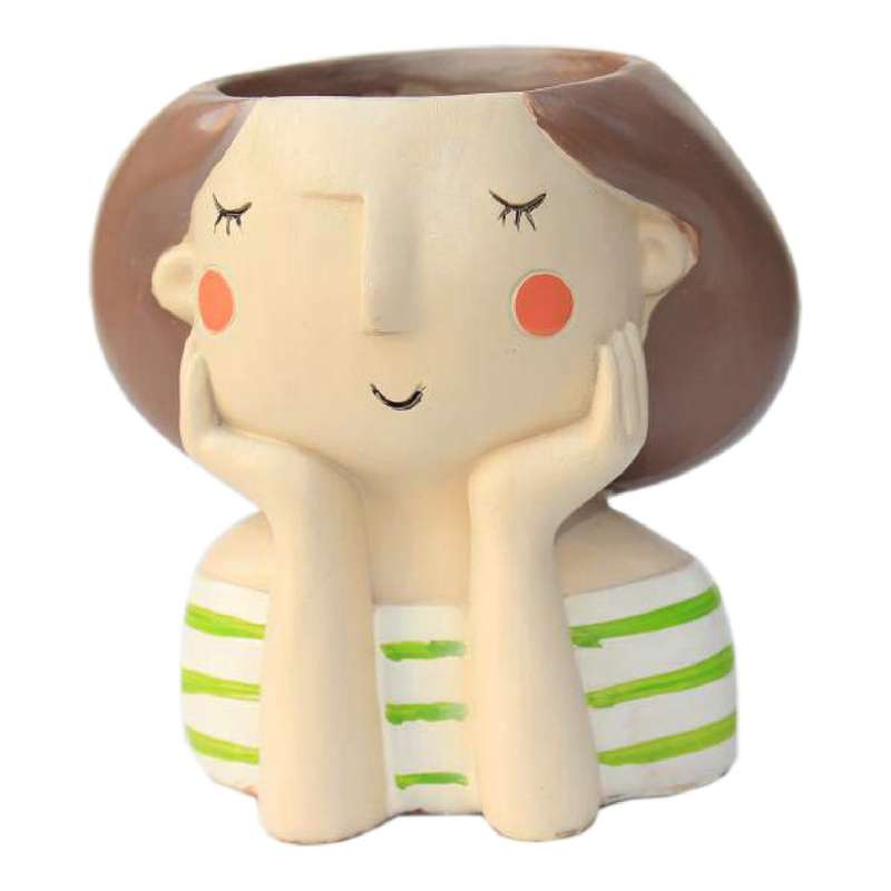 گلدان دکوگل طرح دخترک لباس راه راه مدل DG024