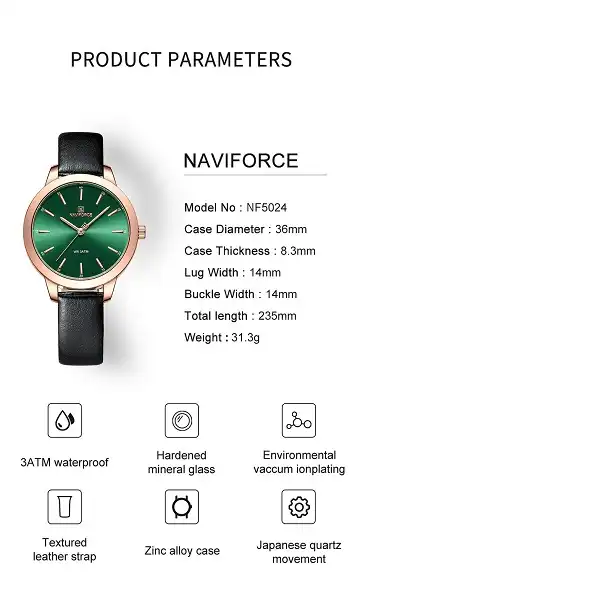 ساعت مچی عقربه ای زنانه نیوی فورس مدل 5024GN