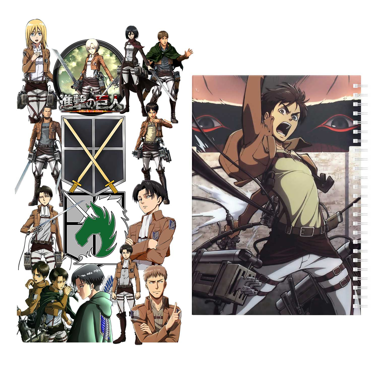 دفتر مشق باژیکان طرح انیمه اتک آن تایتان Attack On Titan کد 20211459 به همراه استیکر لپ تاپ مجموعه 14 عددی