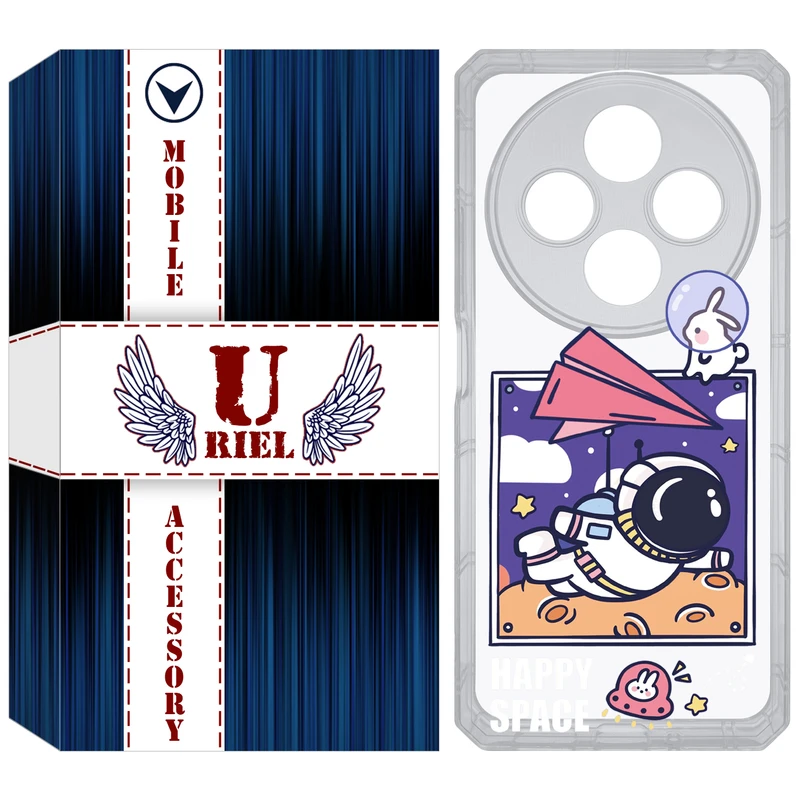 کاور یوریل مدل Clear کد 22 طرح فضانورد مناسب برای گوشی موبایل شیائومی Redmi 14C / Poco C75