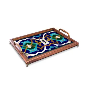 سینی طرح کاشی لاجورد