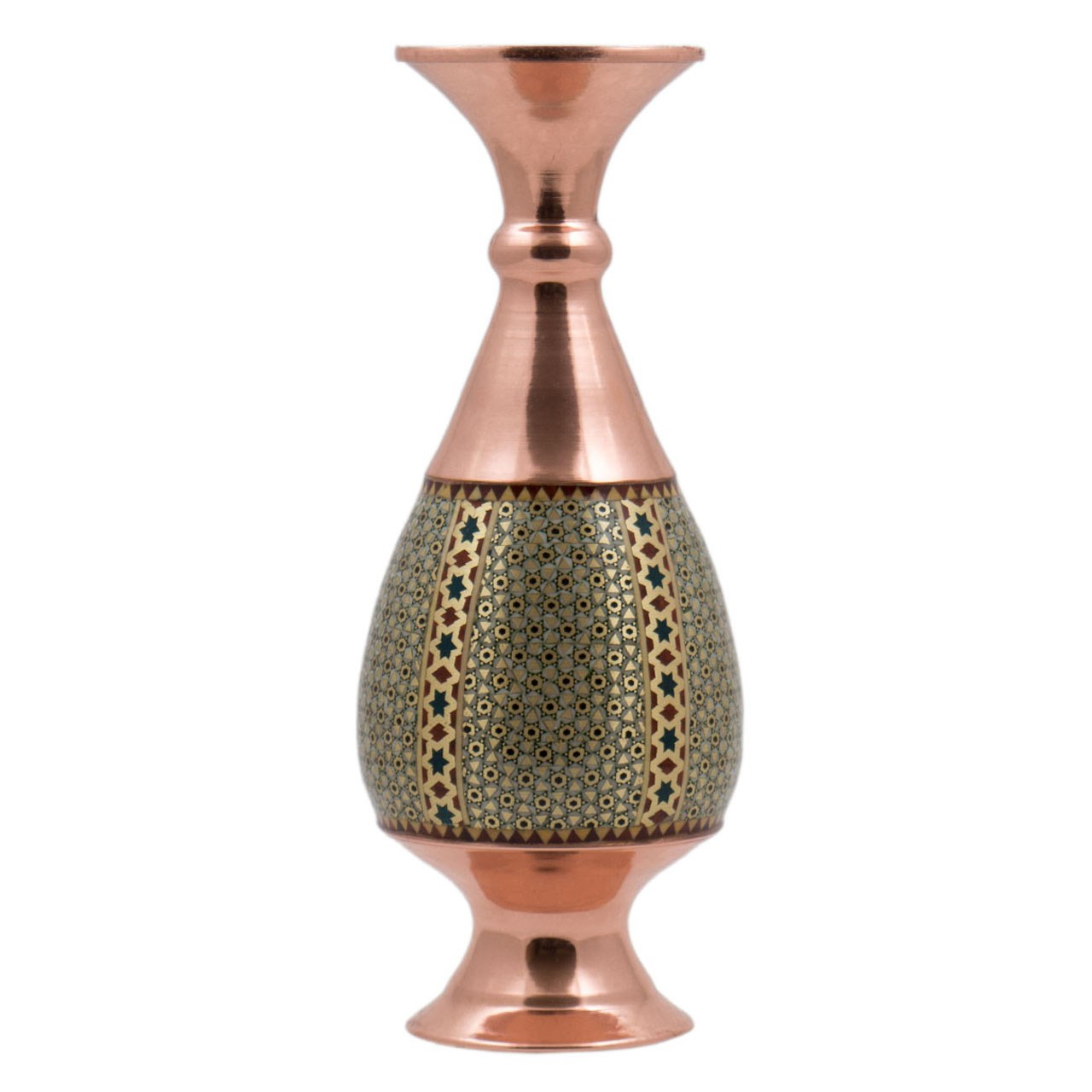 گلدان خاتم کوب رستا طرح صراحی 7-14-121  ارتفاع 25 سانتی متر