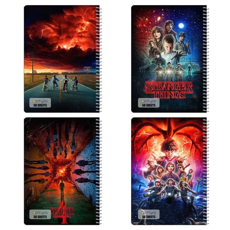 دفتر نقاشي 50 برگ کارنيکا طرح چیزهای عجیب Stranger Things کد 57293 مجموعه 4 عددی