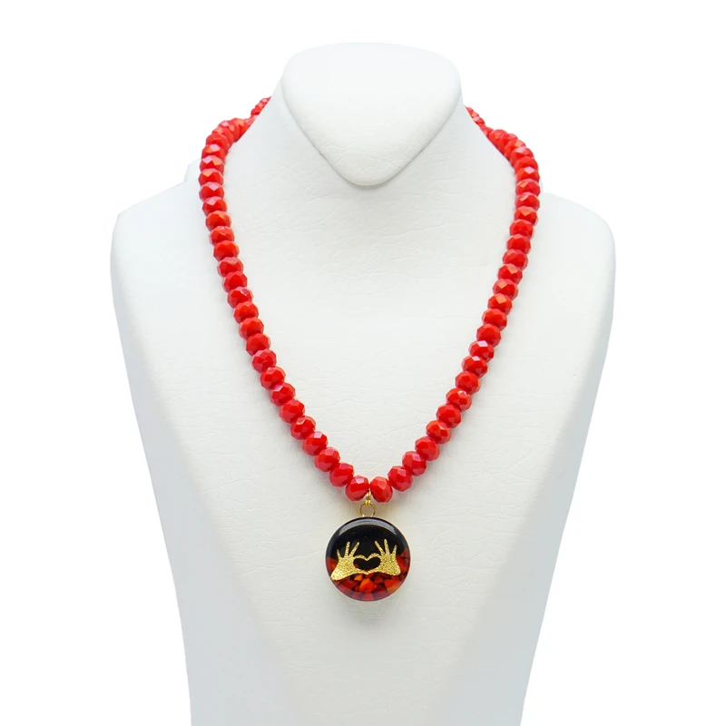 گردنبند زنانه آلتین هنر بزازیان مدل روکش طلا قلب دو دست