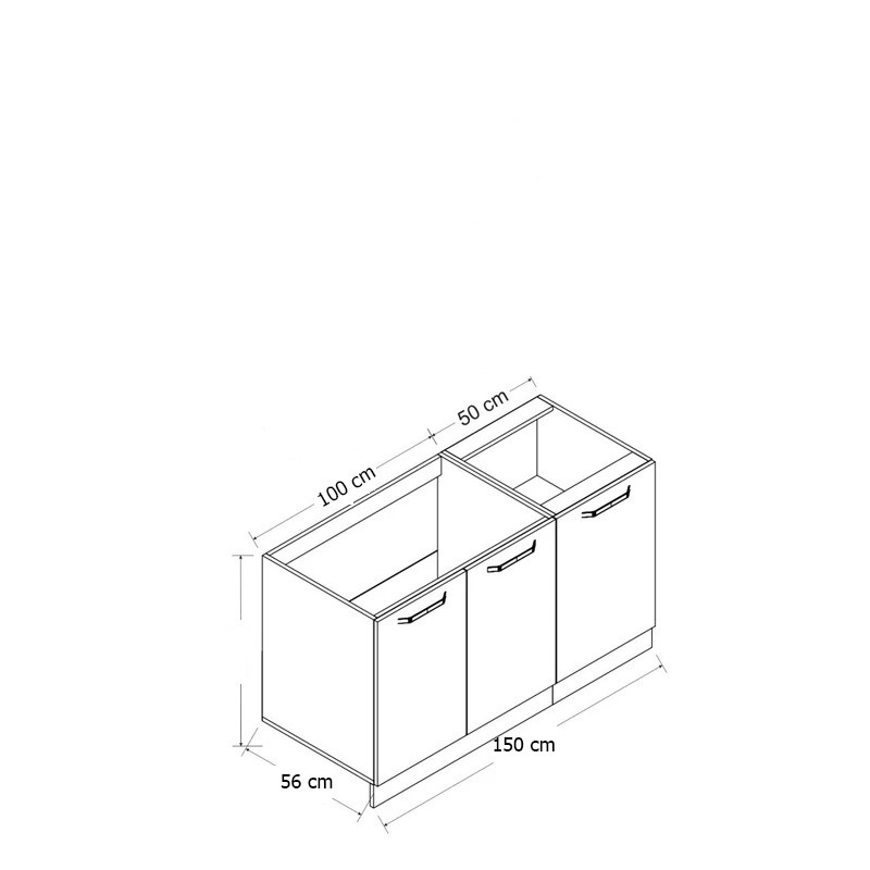 کابینت زمینی فلفور کابینت مدل 150 cm مجموعه 2 عددی