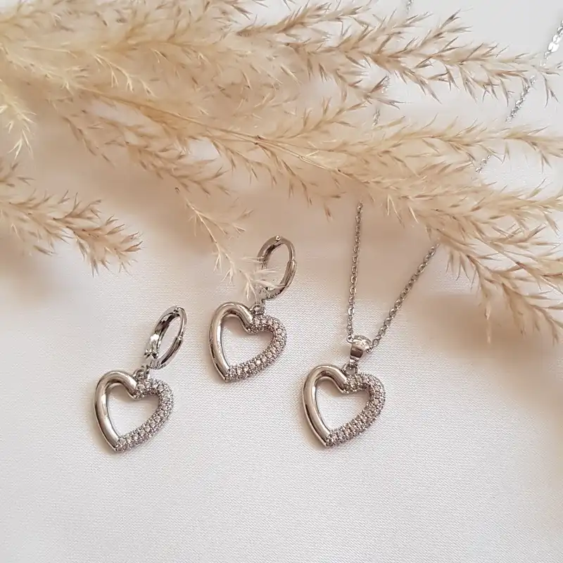 نیم ست زنانه وای اس ایکس مدل قلب نگینی 3462