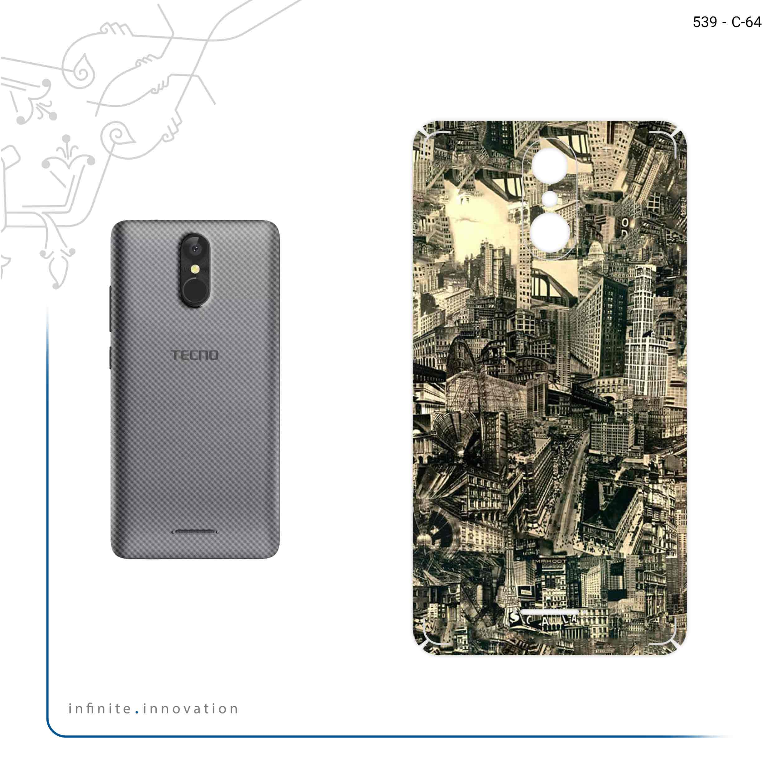 برچسب پوششی ماهوت مدل Collage of Skyscraper مناسب برای گوشی موبایل تکنو WX3F LTE