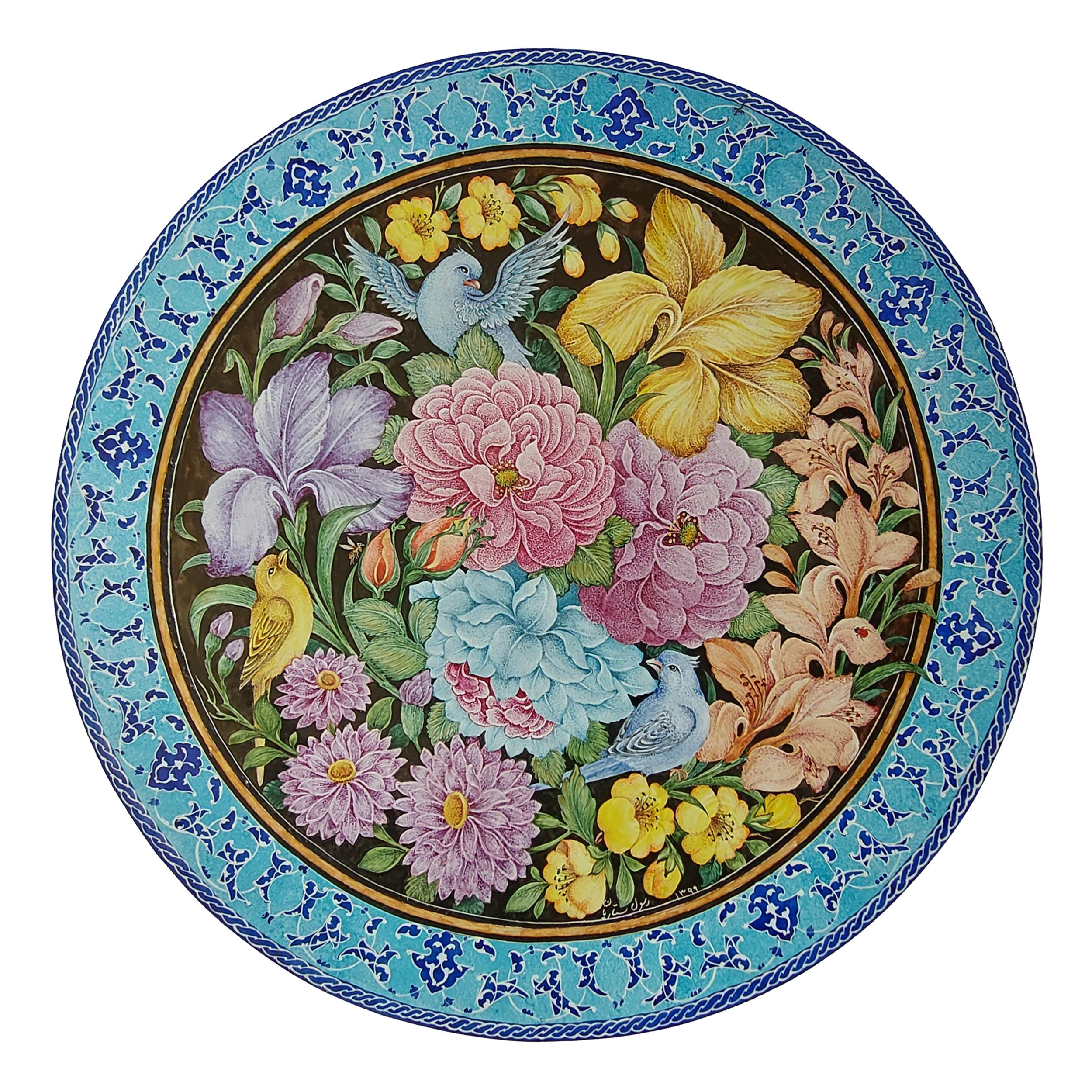 بشقاب میناکاری مسی کد 107