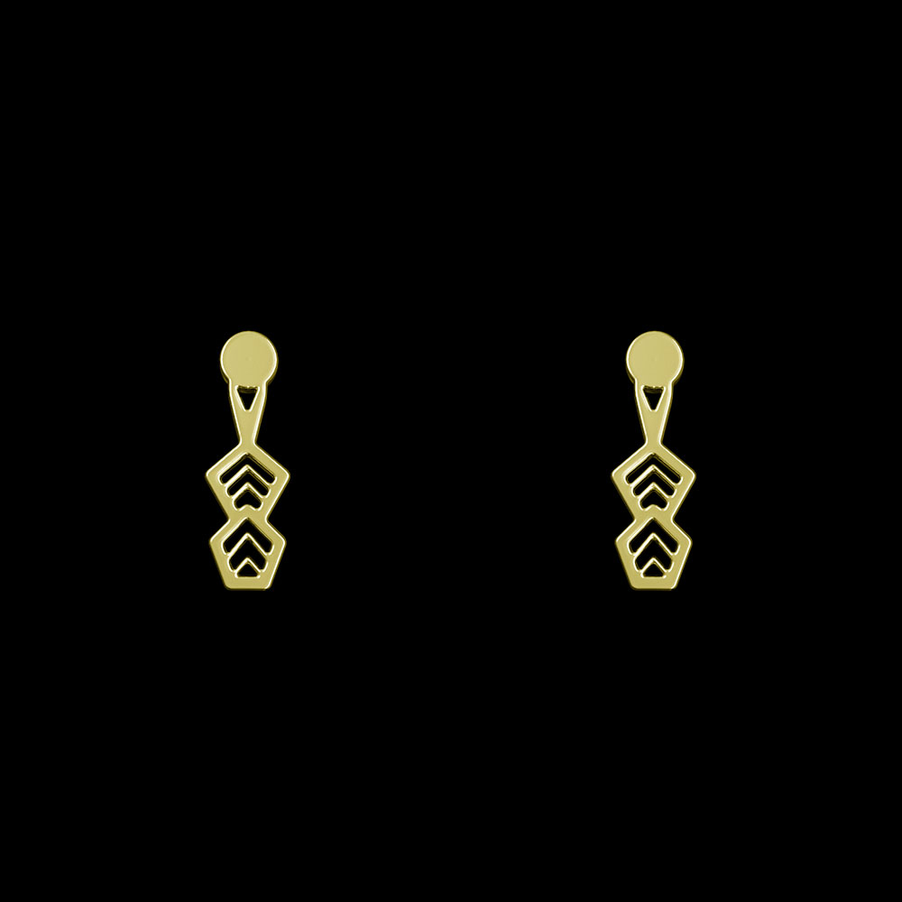 گوشواره طلا 18 عیار زنانه مدوپد مدل هندسی کد GA1-10229