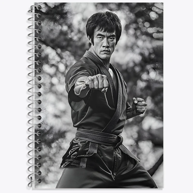 دفتر زبان 50 برگ خندالو مدل سه خط طرح بورس لی (Bruce Lee) کد F7804