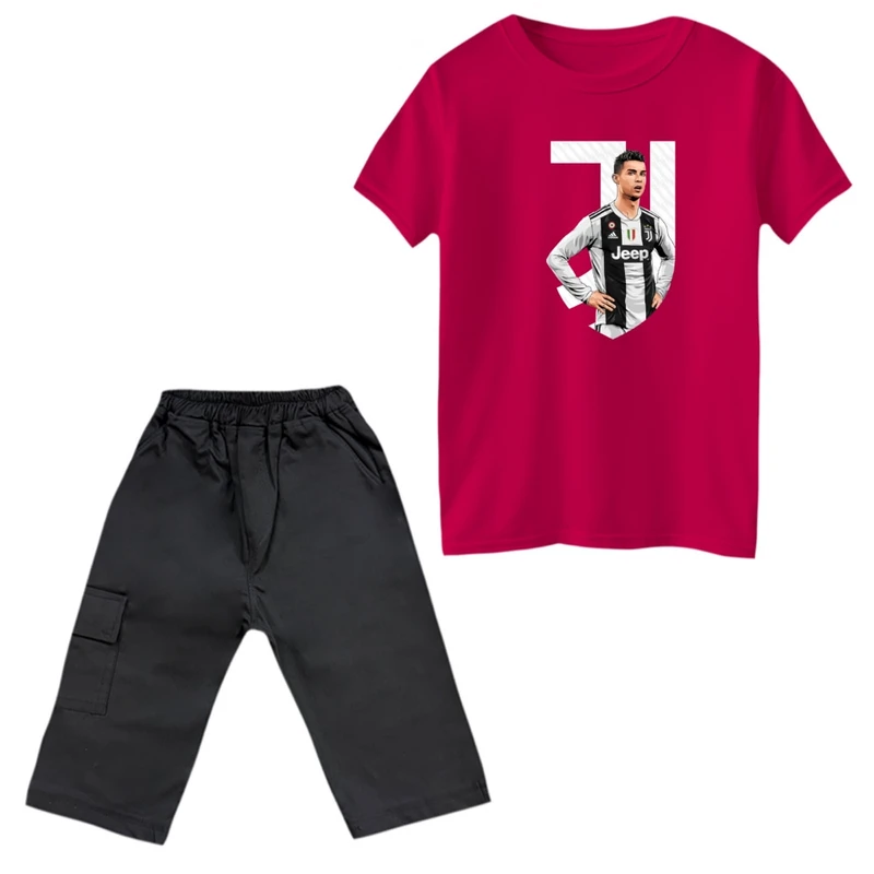 ست تی‌شرت و شلوارک پسرانه مدل رونالدو کد 4