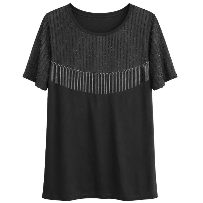 بلوز آستین سه ربع یقه گرد زنانه مدل MND1997