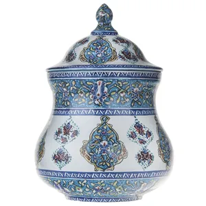 قندان مسی میناکاری شده اثر اسماعیلی مدل گردن باریک طرح ترنج