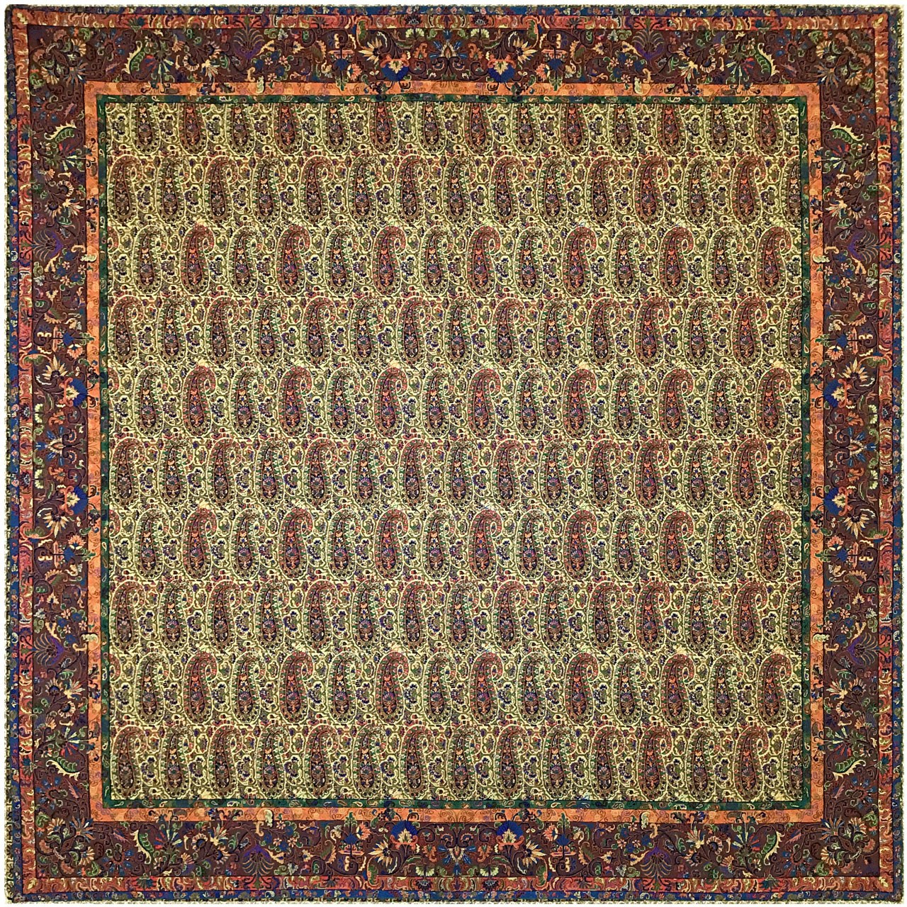 رومیزی ترمه ابریشمی خانه ترمه ایران طرح یاقوت مدل 6575 سایز 100 × 100