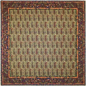 رومیزی ترمه ابریشمی خانه ترمه ایران طرح یاقوت مدل 6575 سایز 100 × 100