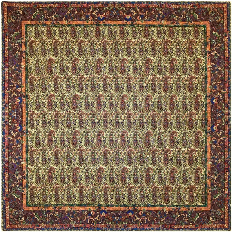 رومیزی ترمه ابریشمی خانه ترمه ایران طرح یاقوت مدل 6575 سایز 100 × 100