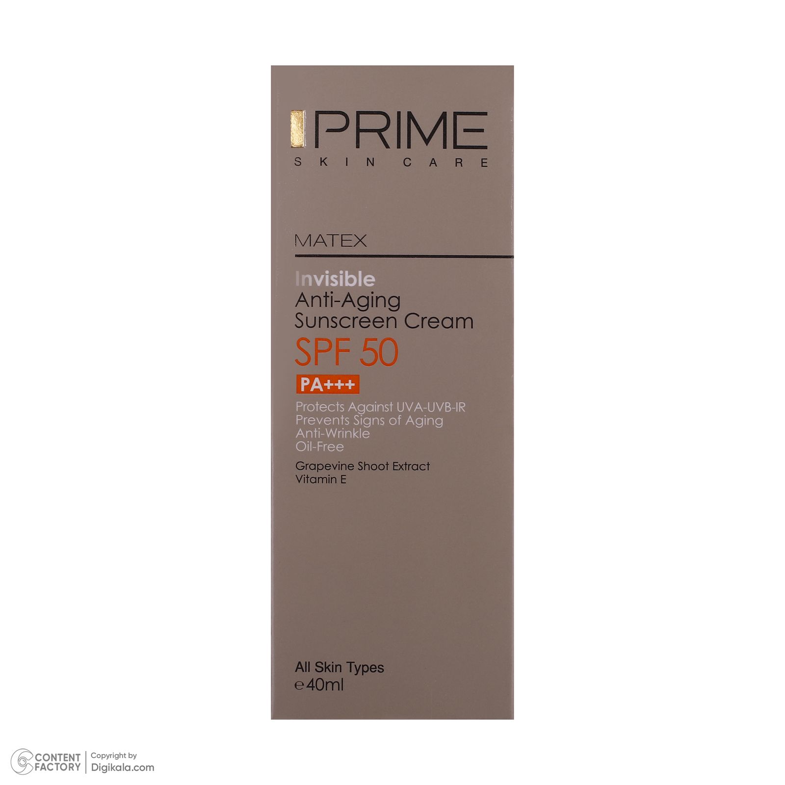 کرم ضدآفتاب و جوان‌کننده بی‌رنگ پرایم SPF50 مدل Matex مناسب انواع پوست، حجم 40 میلی‌لیتر -  - 10