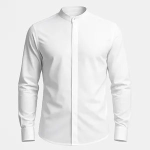 پیراهن آستین بلند یقه دیپلمات مردانه مدل قاپک مخفی الوند