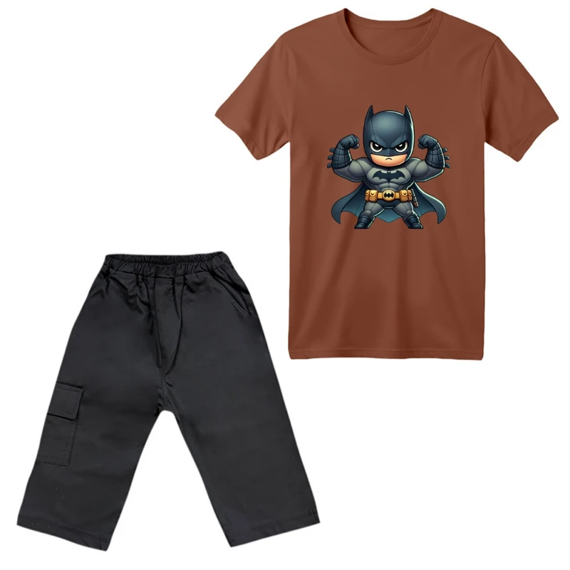ست تی‌شرت آستین کوتاه و شلوارک پسرانه مدل بتمن کد 02