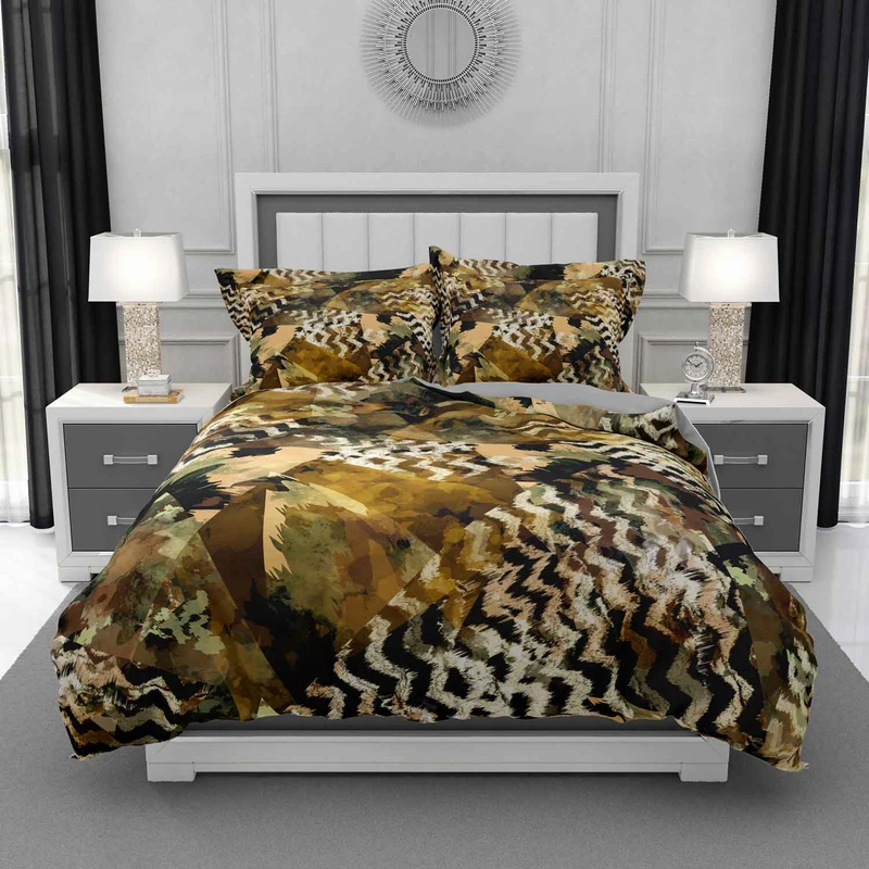 سرویس روتختی طرح زیگزاگ و پلنگی مدل DF137 دونفره 6تکه