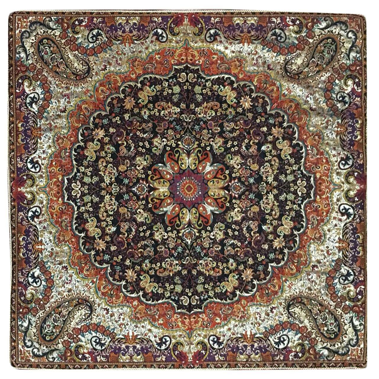 رومیزی ترمه هفت رنگ مدل TH7 سایز 100X100سانتی متر