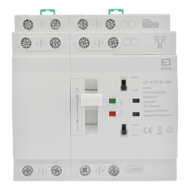سوییچ انتقال خودکار اتکو مدل دوگانه قدرت سه فاز 63 آمپر کد ET-ATS-4P-63A