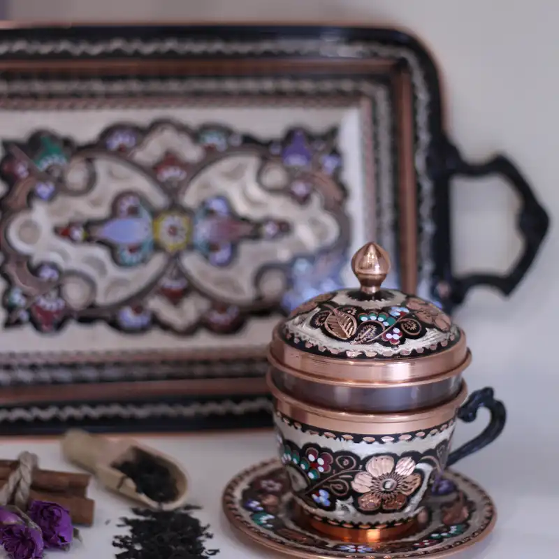 سینی میناکاری مسی مدل6 نفره کد 082