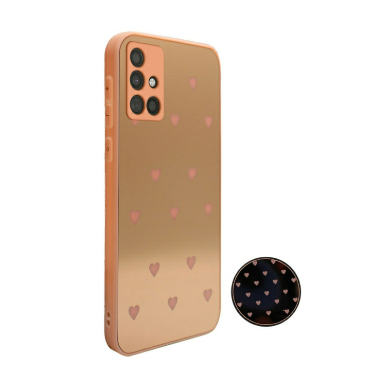 کاور مدل قلبی آیینه ای کد 02 مناسب برای گوشی موبایل سامسونگ GALAXY A31 به همراه پایه نگهدارنده