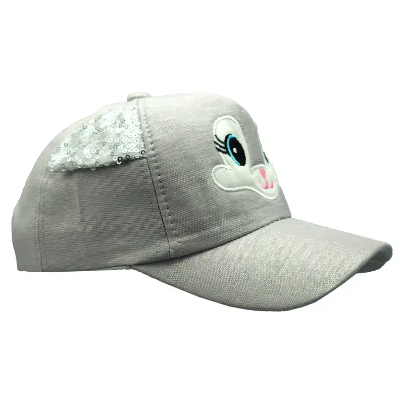 کلاه کپ بچگانه عروسکی مدل خرگوش کد 51497 رنگ طوسی