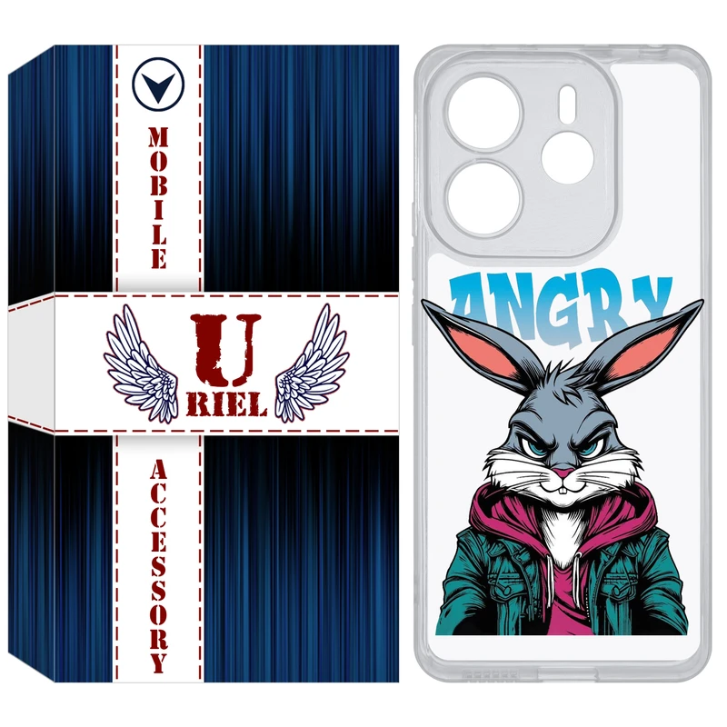 کاور یوریل مدل Clear کد 51 طرح خرگوش مناسب برای گوشی موبایل شیائومی Redmi Note 14 4G