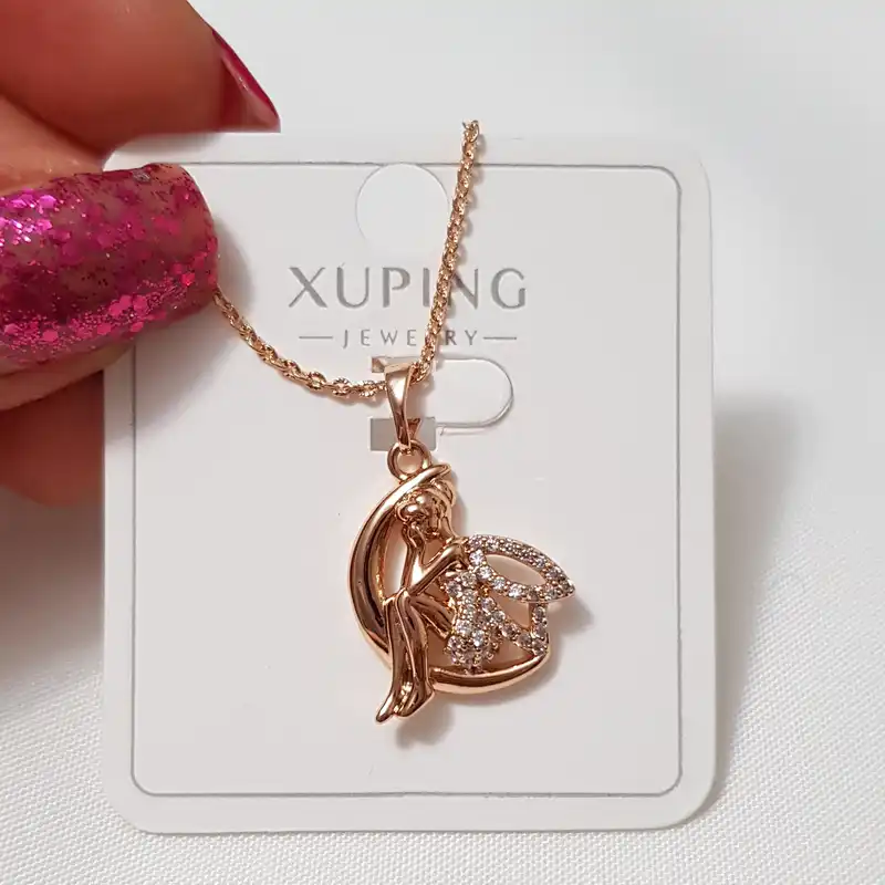 گردنبند زنانه ژوپینگ مدل ماه نگینی کد 334231