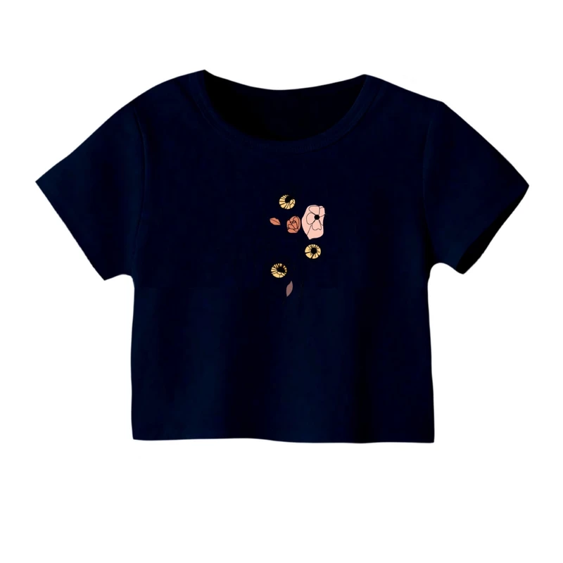 کراپ‌ تی‌شرت آستین کوتاه زنانه مدل دختر مینیمال