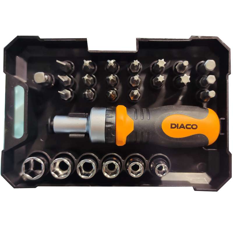 مجموعه 27 عددی پیچ گوشتی دیاکو جغجغه ای و سری بکس مدل 8848