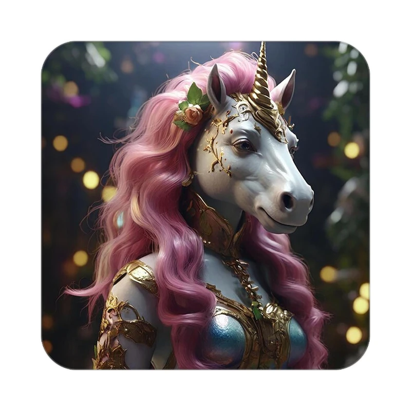 زیر لیوانی کاکتی طرح اسب تک شاخ و یونیکورن مدل mp31439