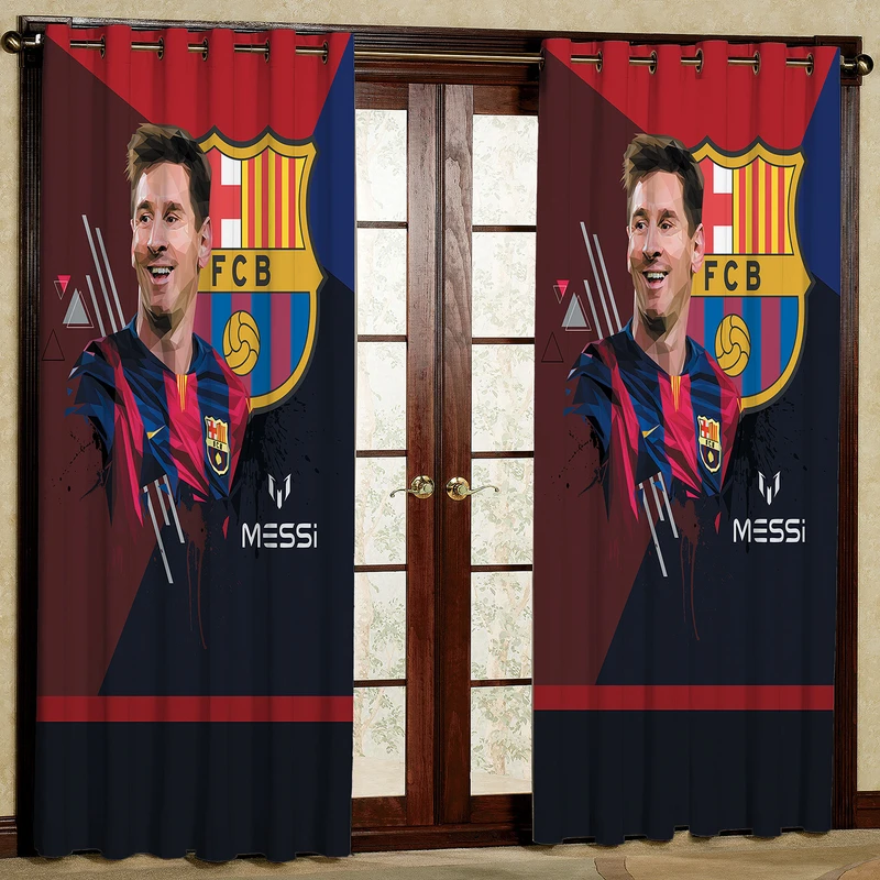   پرده مدل فوتبالی مخمل پانچی کد 904 سایز 140x280 سانتی متر