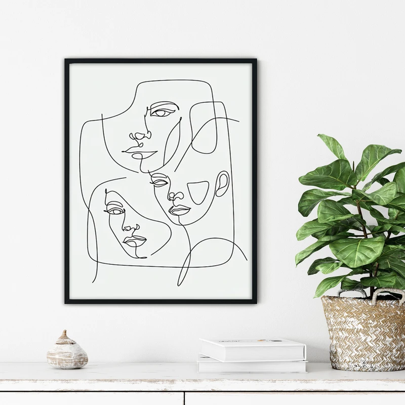 تابلو آتریسا طرح لاین آرت مدرن مدل ATFL43 فریم مشکی