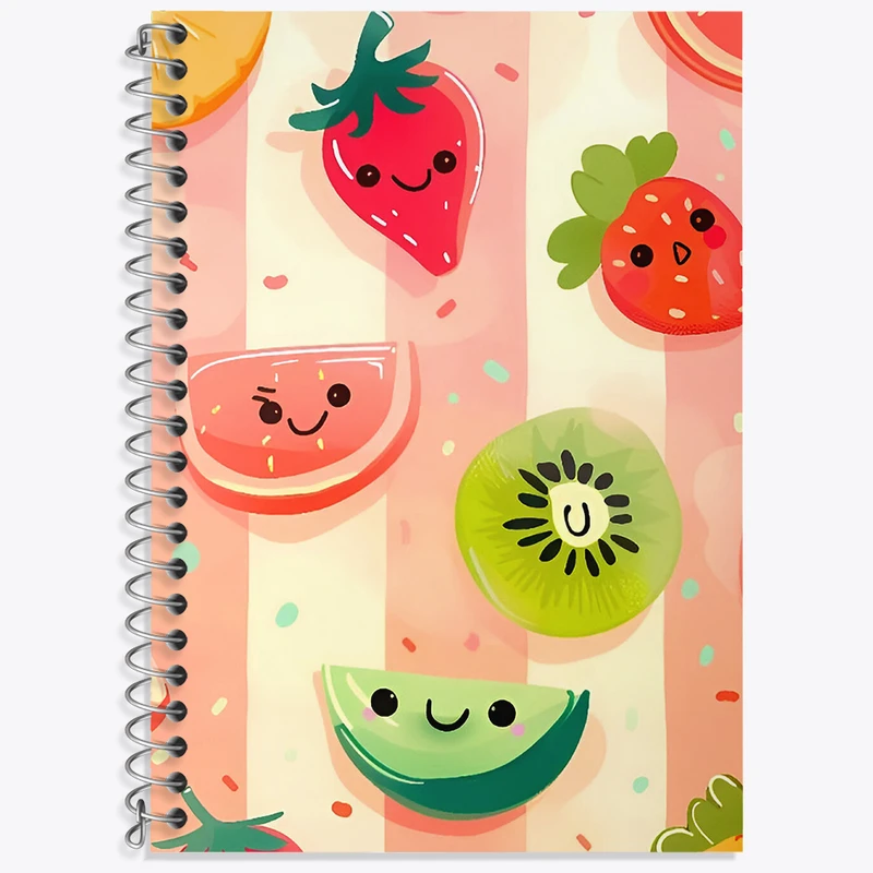 دفتر زبان 50 برگ خندالو مدل دو خط طرح میوه های کیوت کد N2985